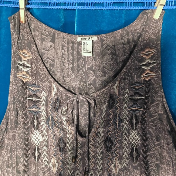 Forever 21 Boho Tribal Embroidered Tank Crop Top - Picture 11 of 12